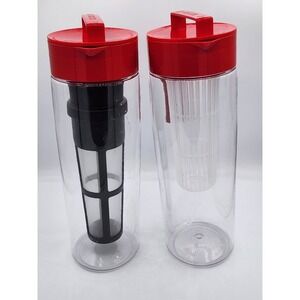 Takeya 4 Piece Drink Infuser Mixer Pitchers  Set Of 2 Red Takeya